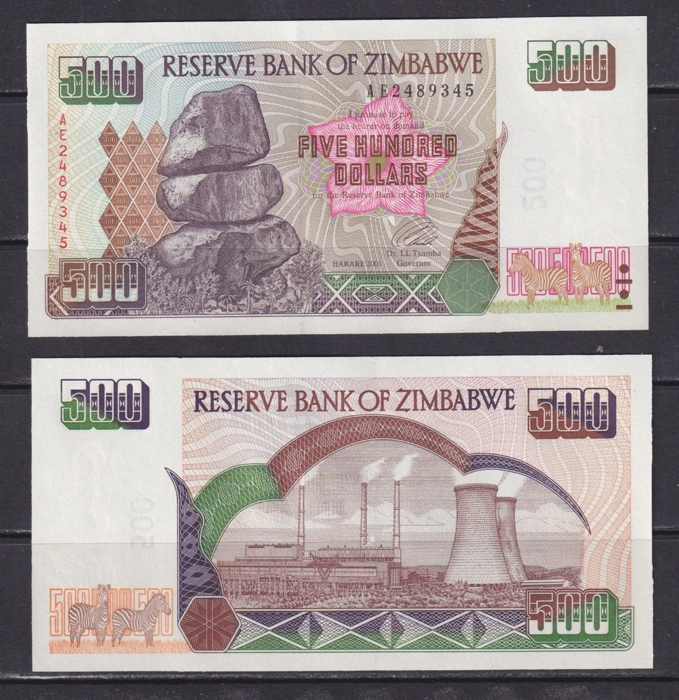 ZIMBABWE - 2001 500 Dollars UNC Banknote