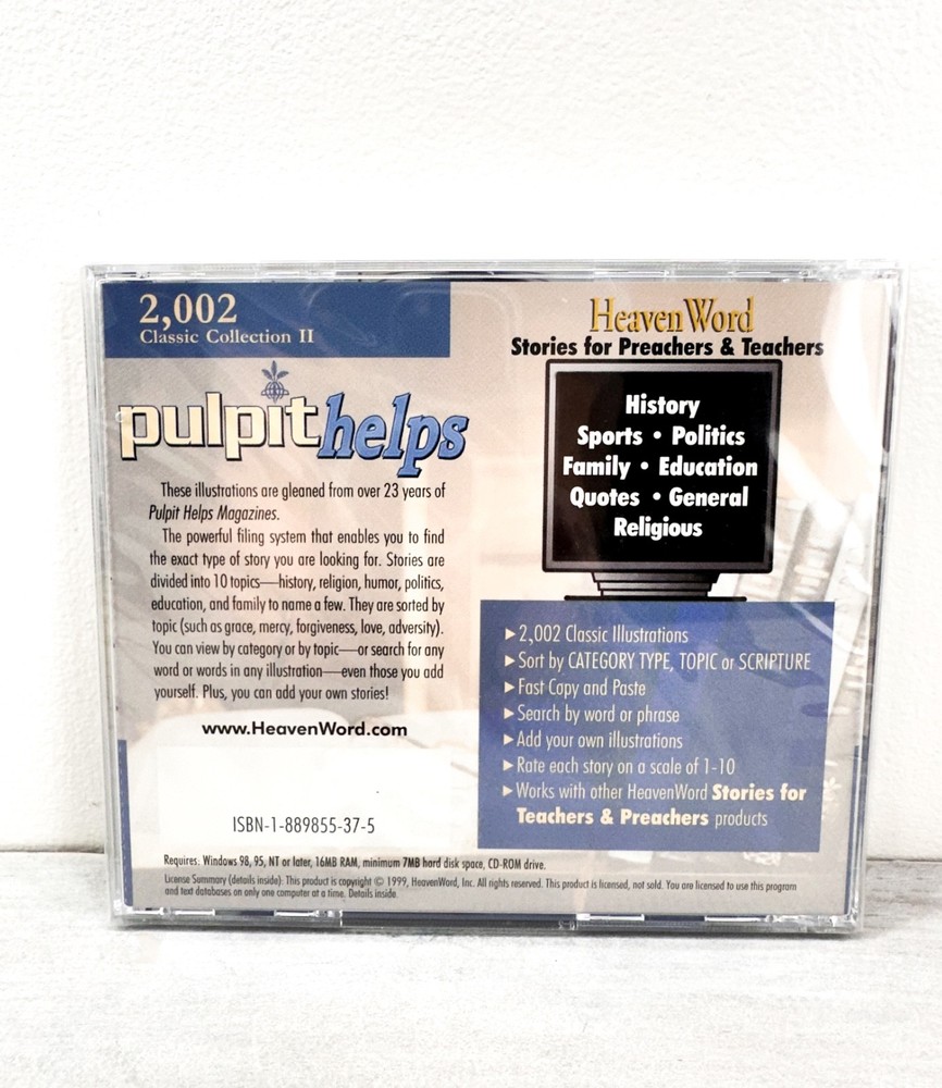 Pulpit Helps 2002 Classic Illustrations Computer Program for Windows NEW SEALED