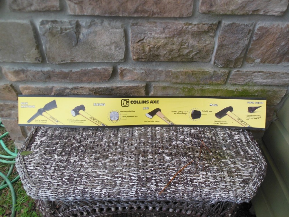 Collins Axe Store Display Rack Plastic Sign 39" x 5"