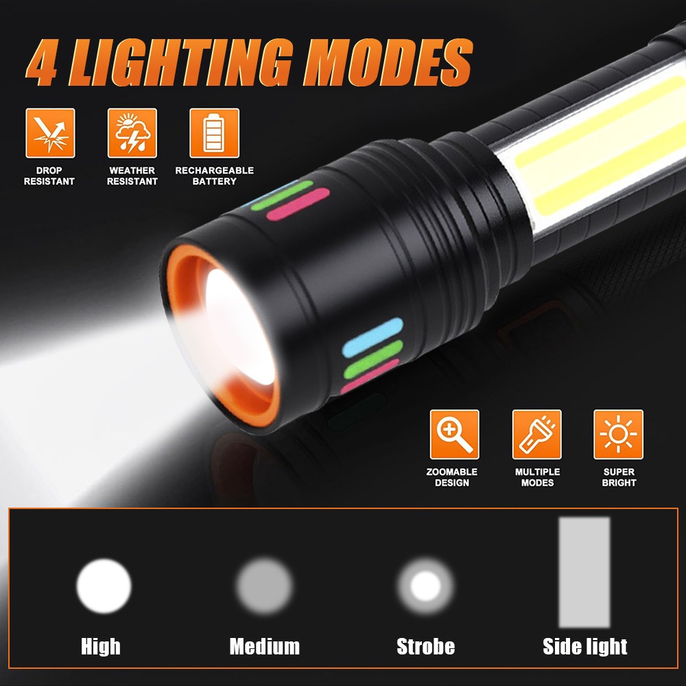 2Pack 99000000LM Super Bright LED Tactical Flashlight Rechargeable Flashlights