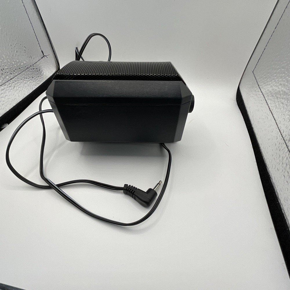 Black Wired Rectangular Plastic Speaker with 3.5mm Jack and Mounting Bracket
