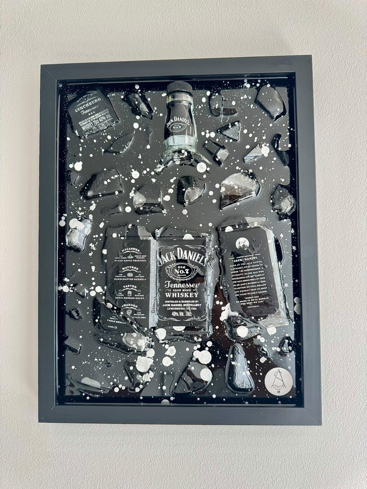 Jack Daniel's Broken Bottle Painting, Size 32x42cm