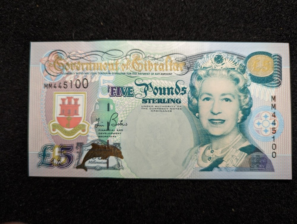 2000 Gibralter 5 pound sterling uncirculated 1 note GB