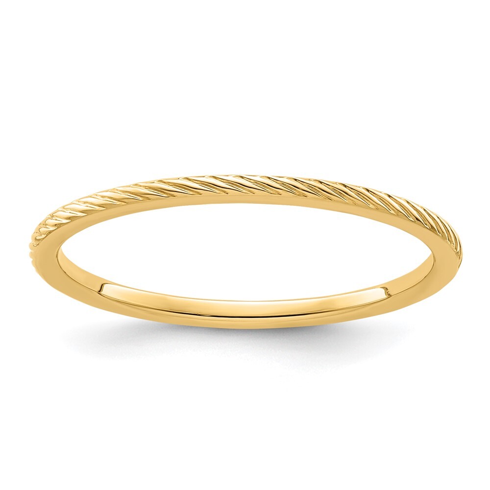 14K Yellow Gold Yellow Gold 1.2mm Twisted Wire Pattern Stackable Band Size 7