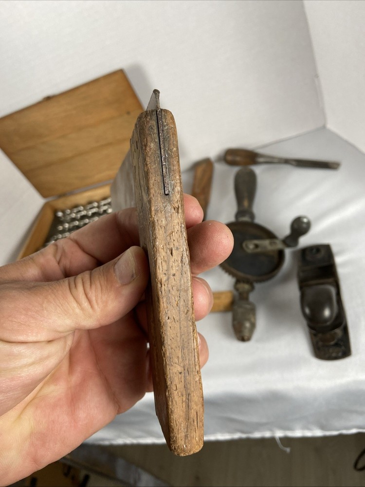 Antique Tools WOODWORKING Mixed Lot Planes Squares Drills Scribe Irwin Bits