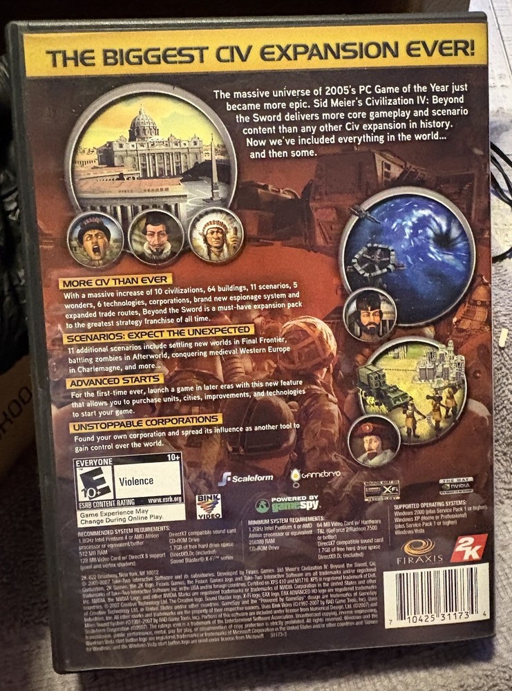 Lot 2: Sid Meier's Civilization IV & Beyond The Sword Game PC, CD-ROM Software