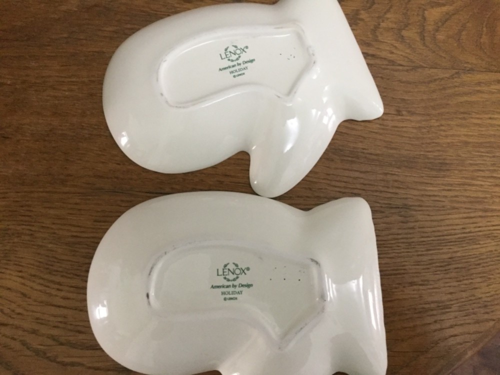 2 Lenox Holiday Mitten Dishes