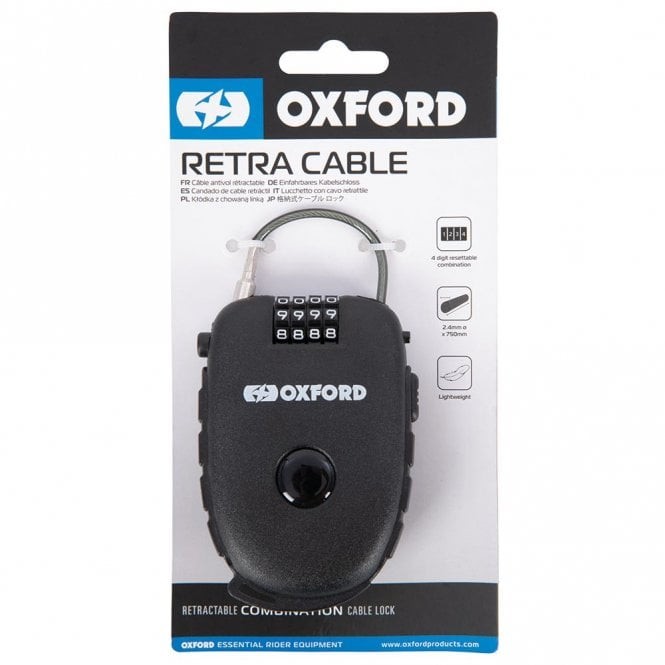 Oxford Motorcycle Security Lock - Retra Cable (LK100)