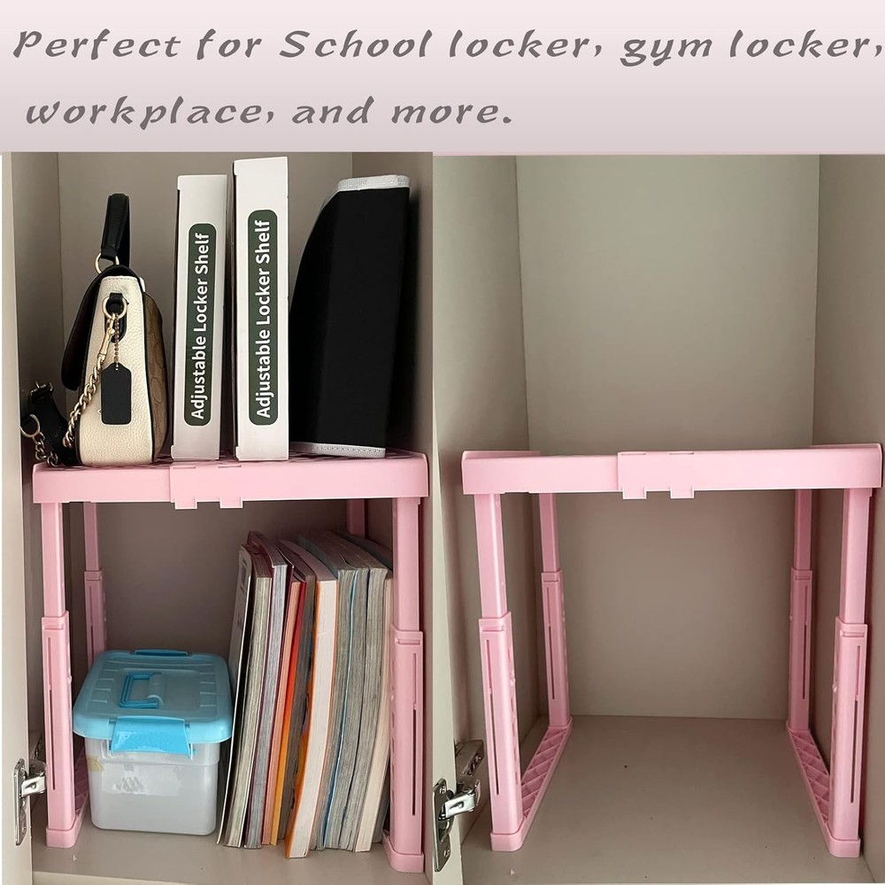 Adjustable Locker Shelf Pink Height and Width Adjustable Locker Organizer Shelf