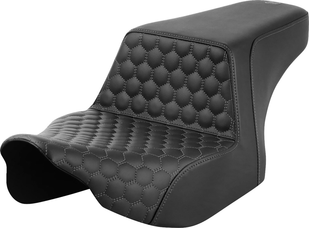 SADDLEMEN Step-Up Seat - Front Honeycomb - Gray Stitching - FL '23-'24