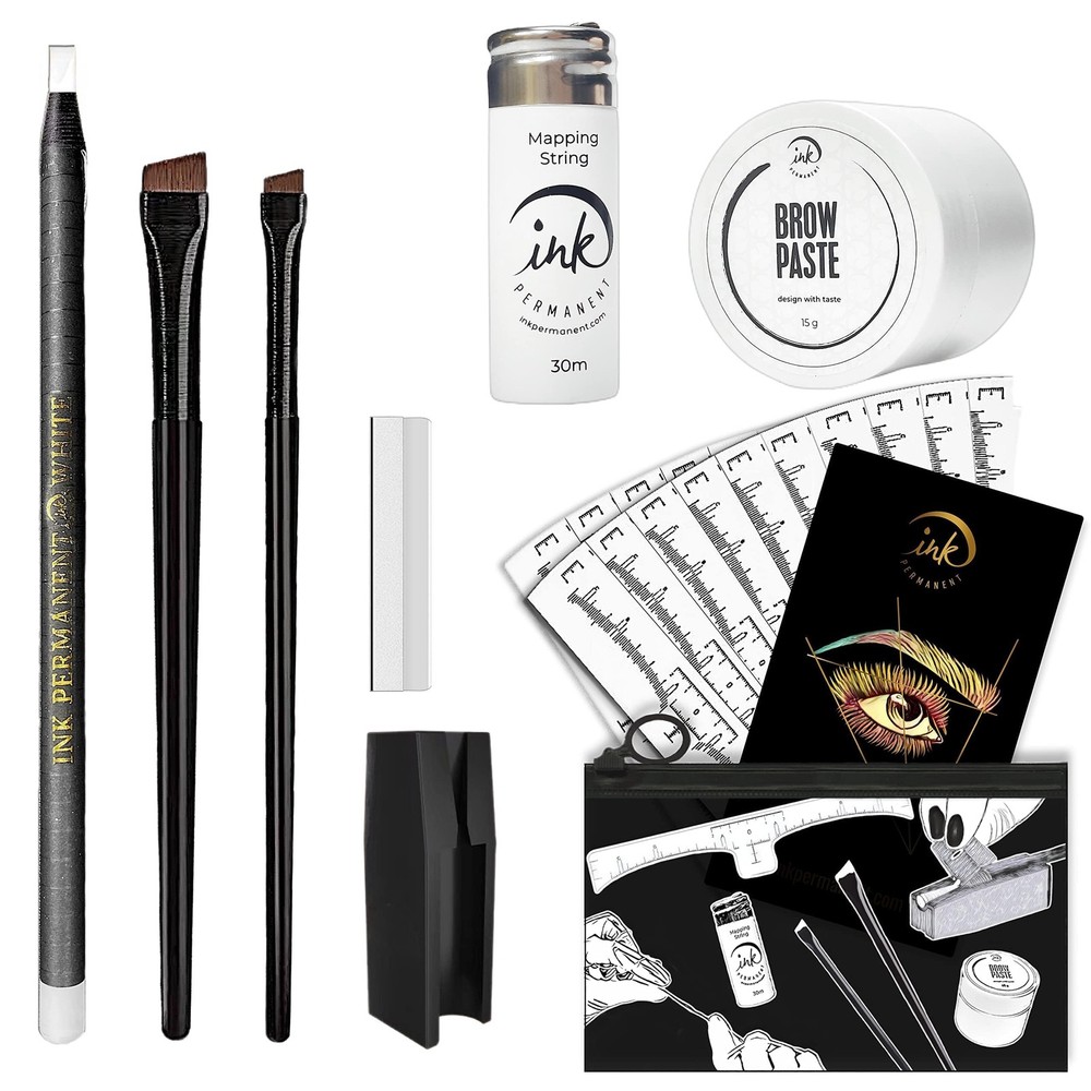 Eyebrow Mapping Kit with 30m White Mapping String, 15g White Brow Paste, 2 Ey...