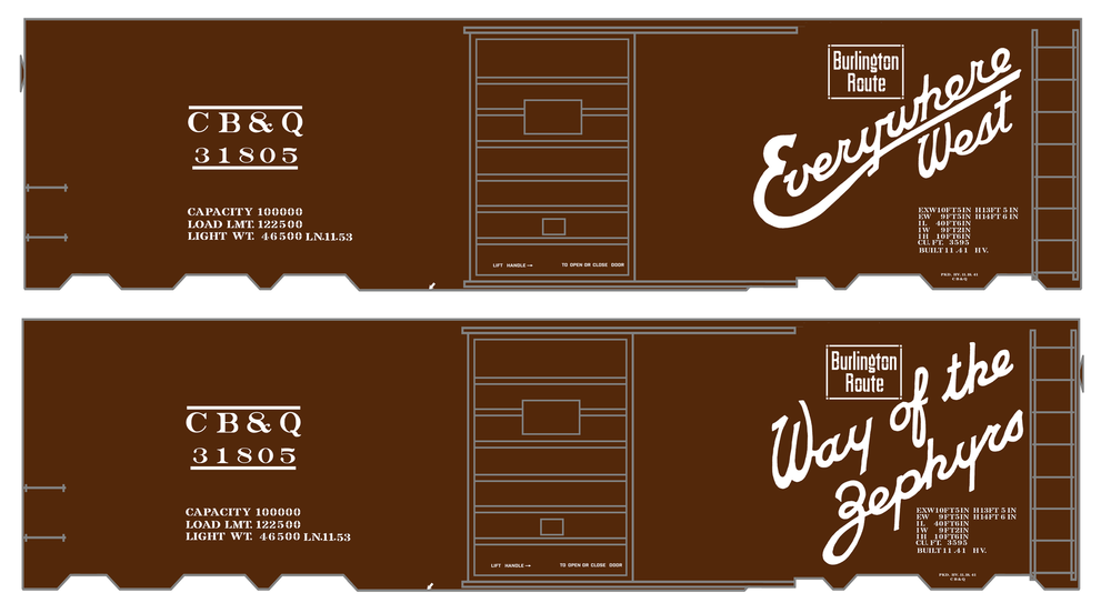 K4 O Scale Decals Burlington CB&Q 40 Ft Boxcar White