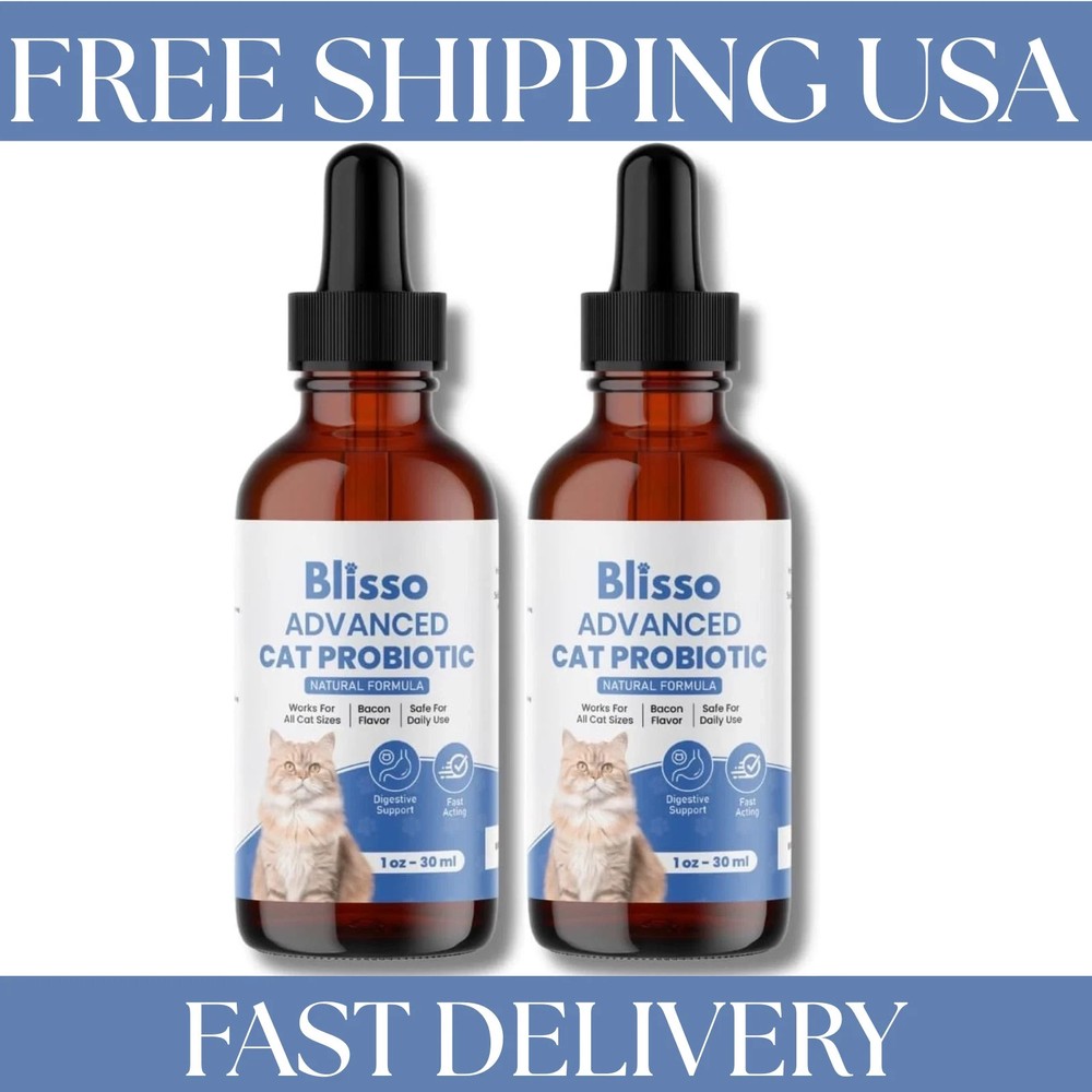 Blisso Advanced Cat Probiotic Drops Digestive Support for Cats with Diarrhea 2pc