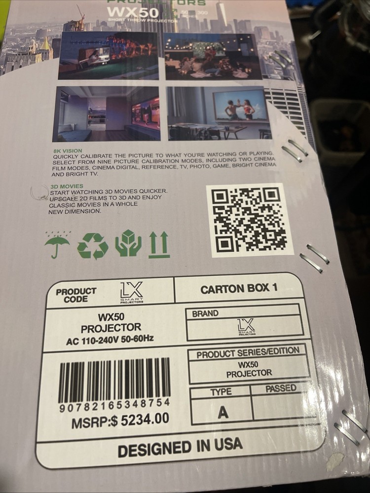 LX Smart Projector WX50 - 8K Projector Bundle with Screen, Remote & Mount Kit