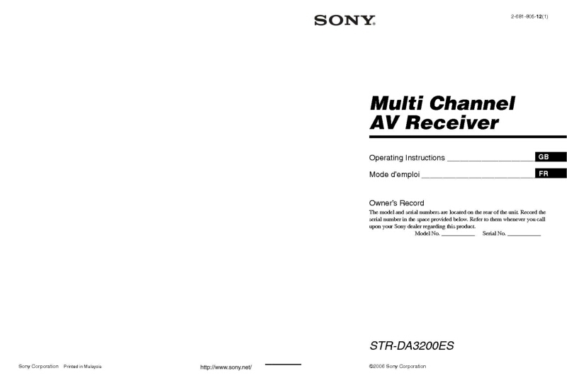 Sony STRDA3200ES AV Receiver Owners Manual