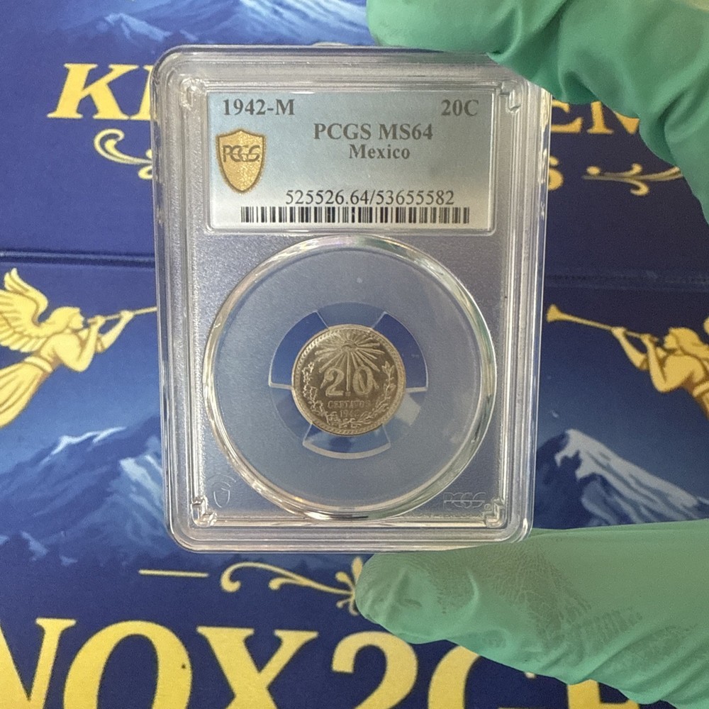 1942-M PCGS MS64 Mexico Silver 20 Centavos