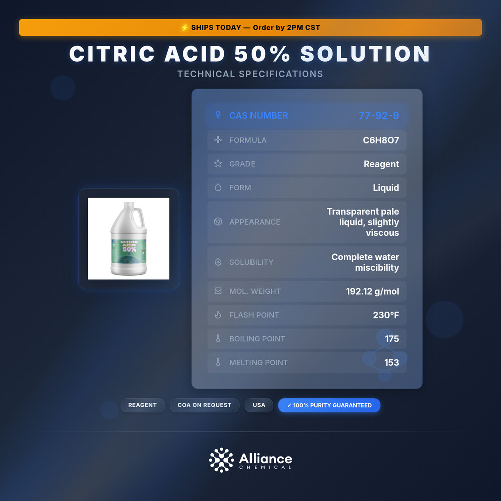 Citric Acid 50% Solution - 1 Gallon