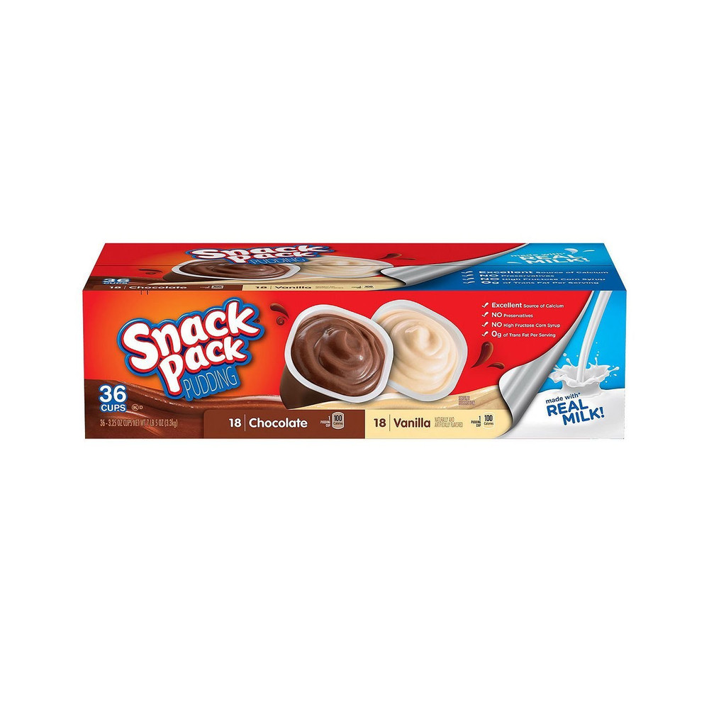 Hunts- Pudding, 3.25 Oz, 36 Cups Variety Pack