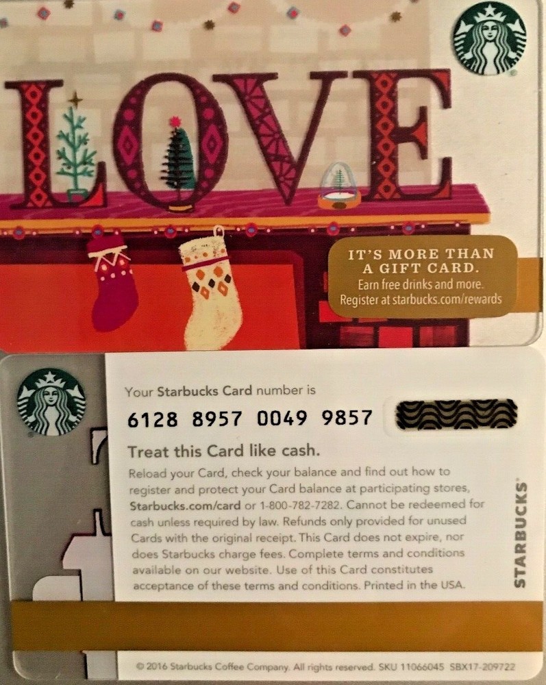 2016 STARBUCKS "LOVE" GIFT CARD #6128 NO VALUE MINT