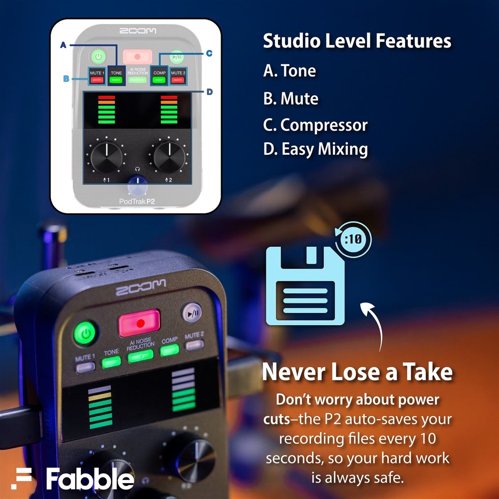 Zoom PodTrak P2 Podcasting Bundle