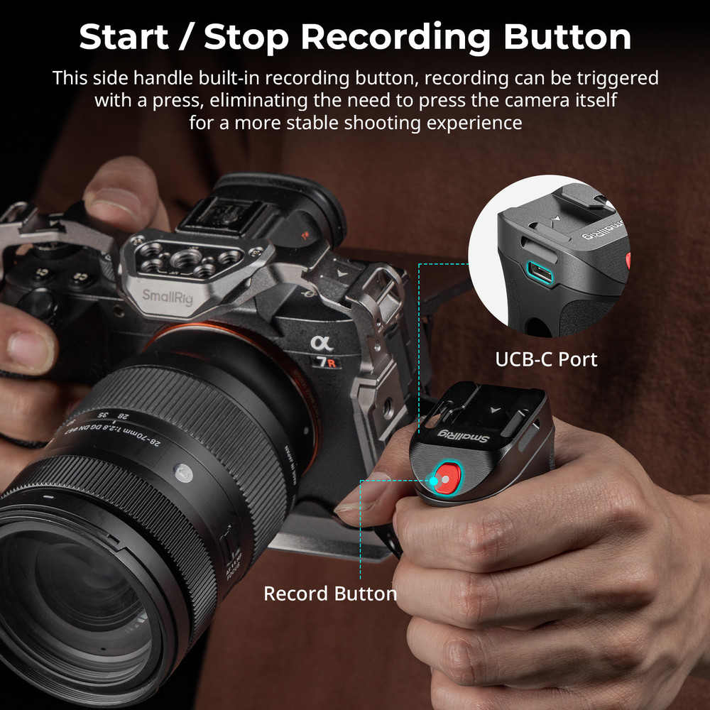 SmallRig Threaded Side Handle with Record Start/Stop Remote Trigger for Canon