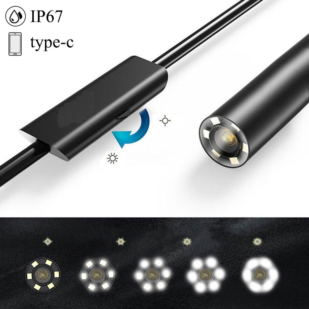 2M 5.5mm 6LED Endoscope Android Type-C Borescope Waterproof Inspection Camera