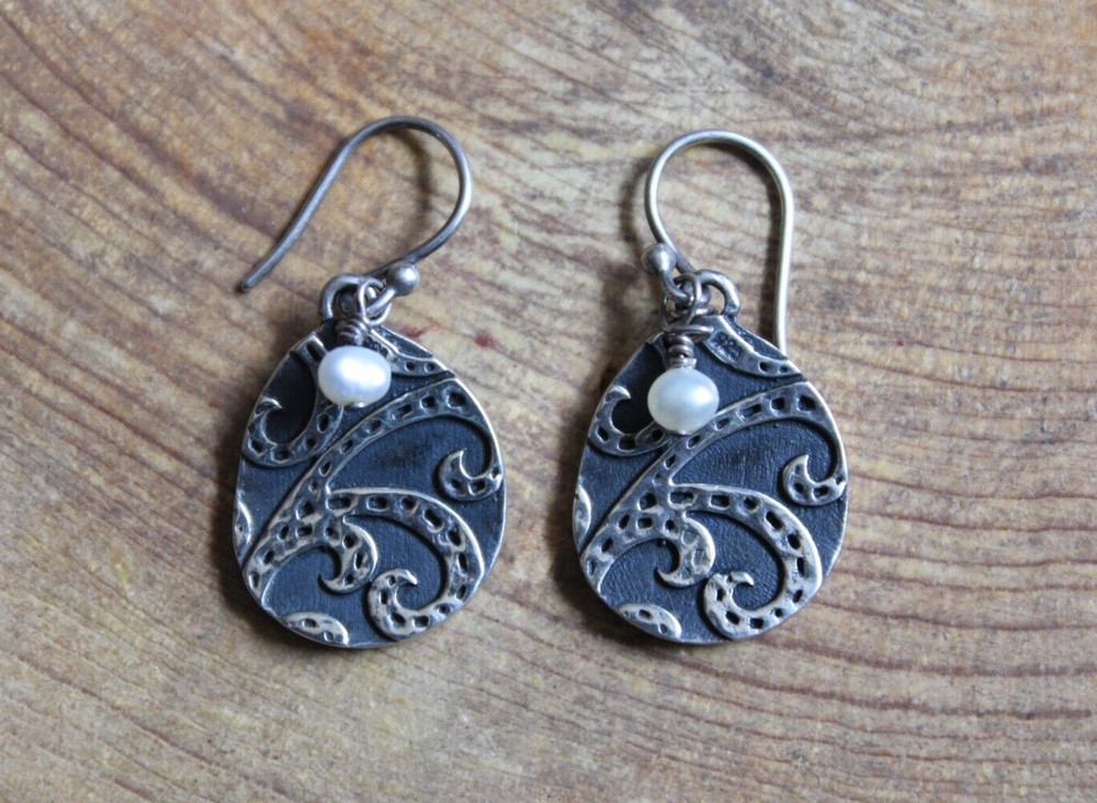 Pearl & Sterling Silver Teardrop dangle Earrings