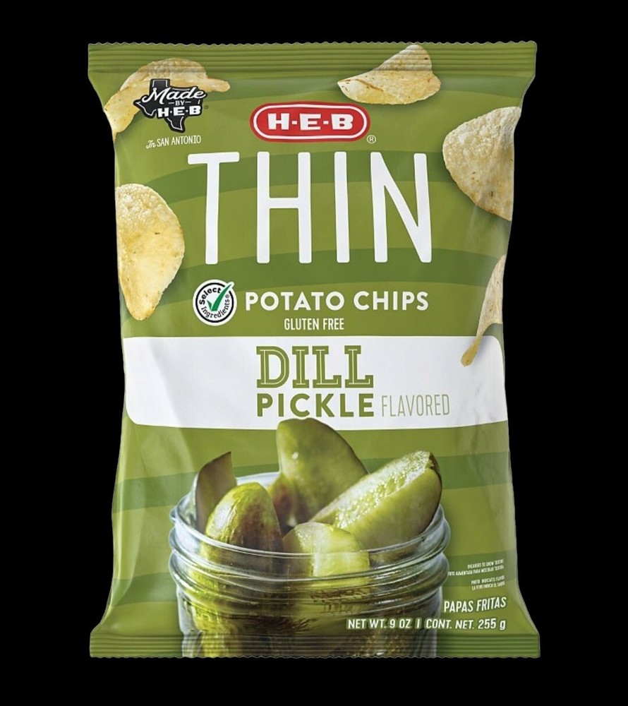 Thin Dill Pickle Flavored Potato Chips 9oz Bag