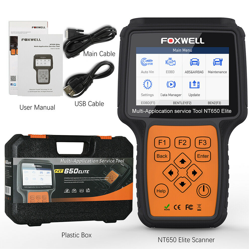 Auto code reader EPB injector TPMS SAS DPF ABS SRS Scanner FOXWELL NT650 Elite