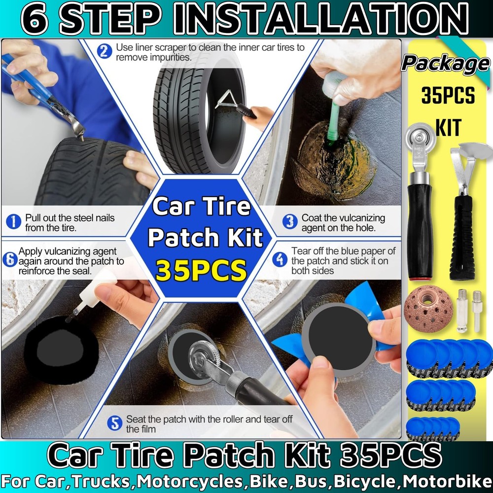 35PCS Flat Tire Repair Kit Car Patch