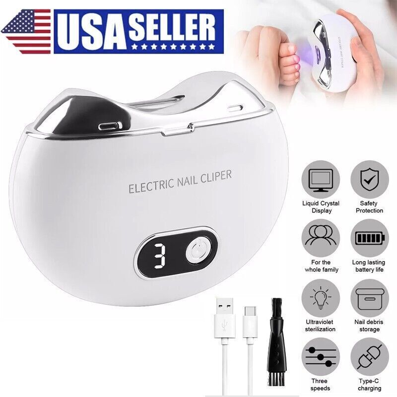 Safety Electric Nail Clipper Automatic Thick Nails Trimmer Specialty Tool US
