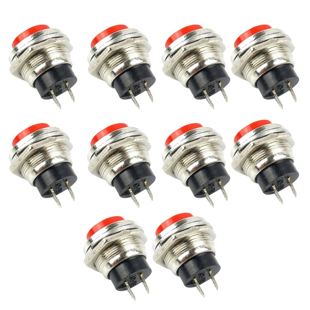 10* Small Self-Reset Round Button Head Power Switch Circle Kill Button Switch L