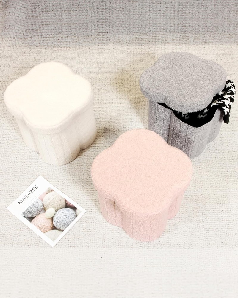 Storage Ottoman Cube Flowers Shaped Ottomans W/ Storage Foot Stool Footrest