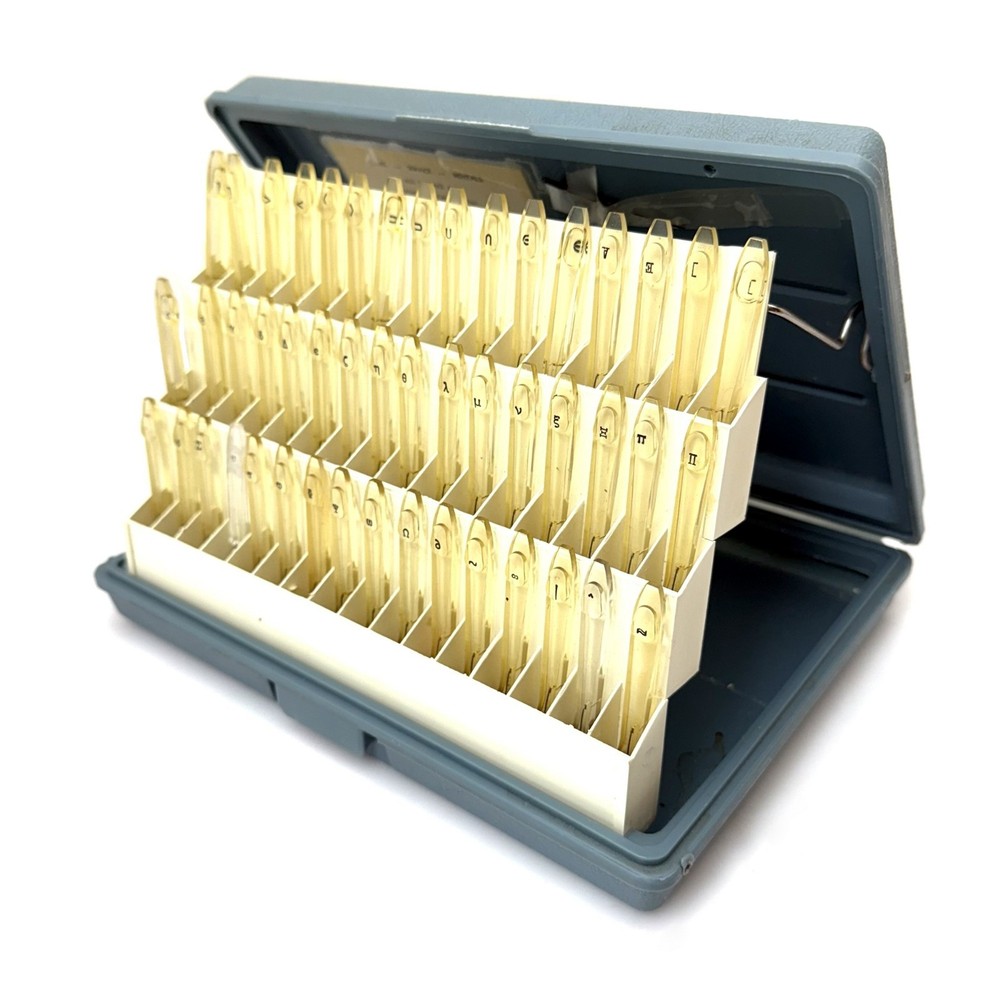 48 Typit Technical Scientific Typewriter Type Slugs w/Case Symbols Engineerings