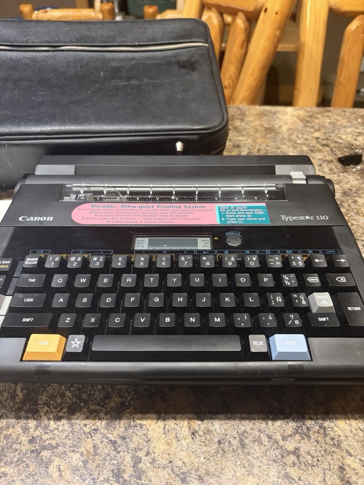 Canon Typestar 110 Electronic Typewriter with Case, Ribbon, Manuals
