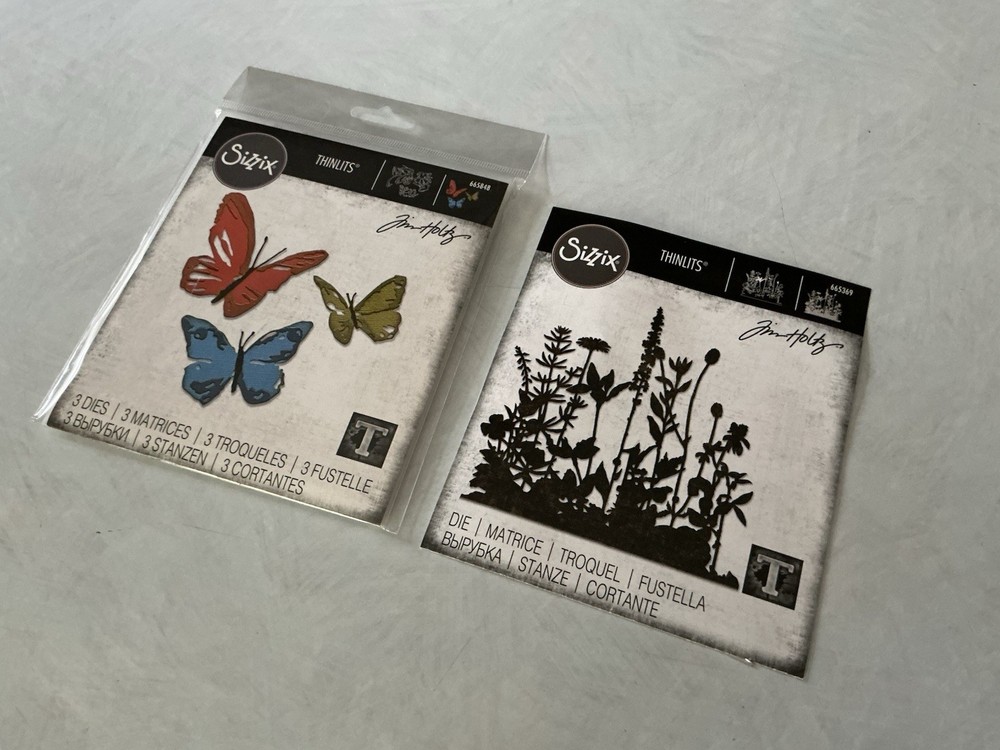 Sizzix Tim Holtz Thinlits Dies Flowers & Butterflies #665848 & #665369 New