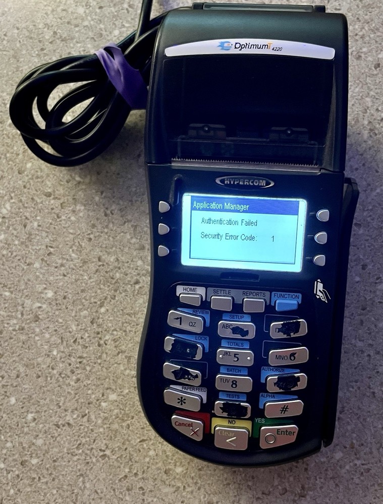 Hypercom Optimum T4200 Credit Card Terminal w/ AC *WORKS* READ FULL DESCRIPTION*