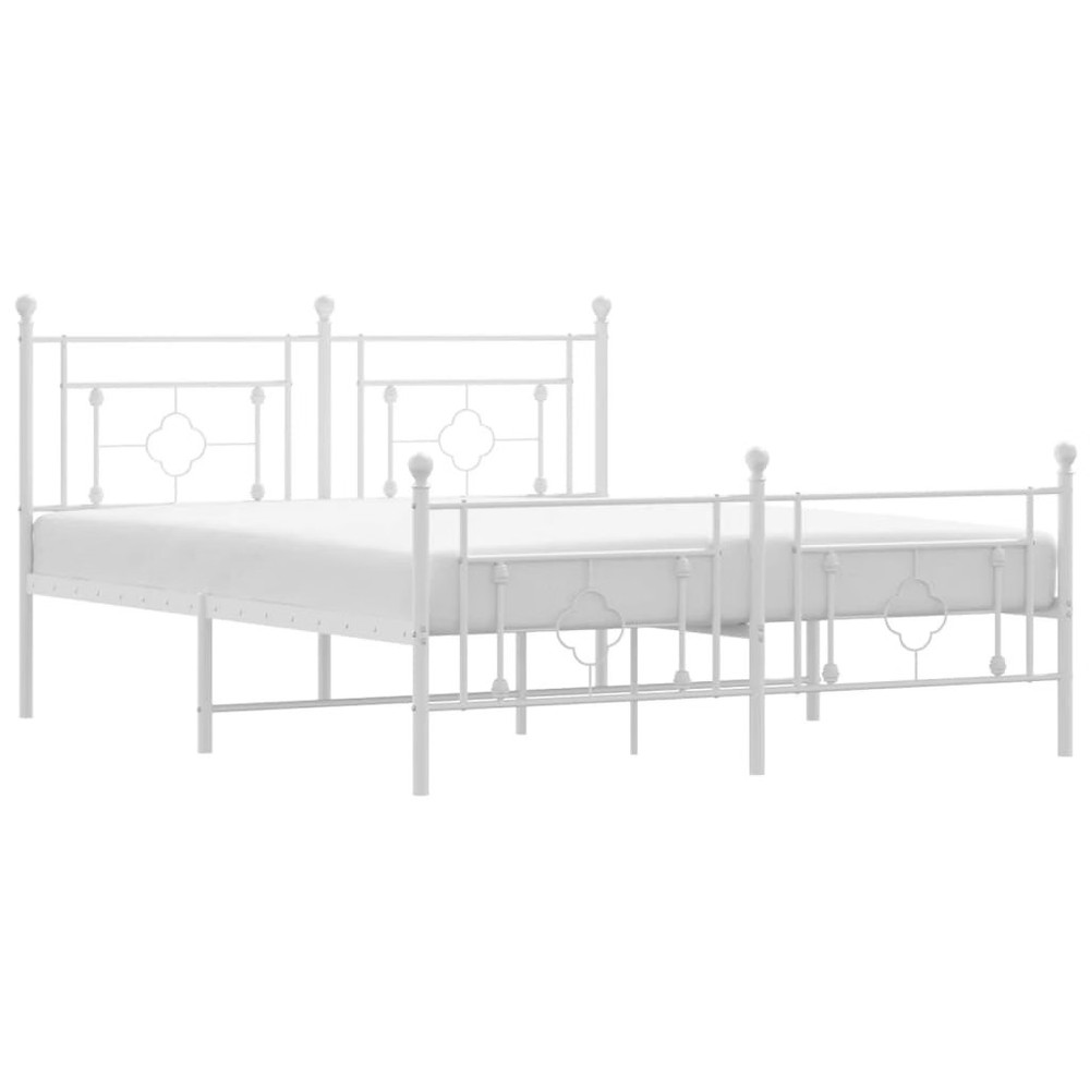 Bed Frame White Powder-coated steel King Size Bed Frame