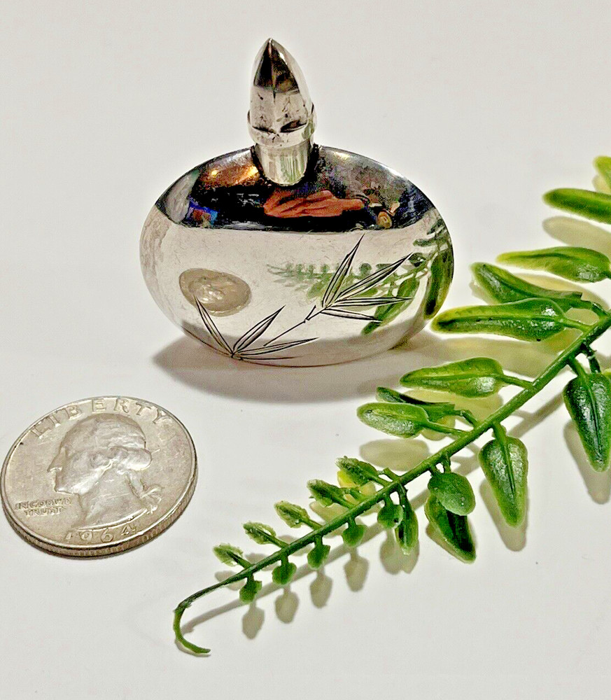950 Silver Miniature Perfume Bottle Chased Work 13.4 Grams