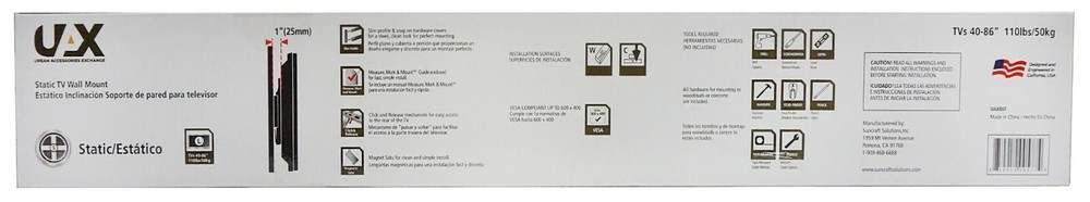 UAX Static TV Wall Mount for 40-86" TVs