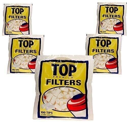Top 15mm Filter Tips 100 Filters per Bag - 5 Count