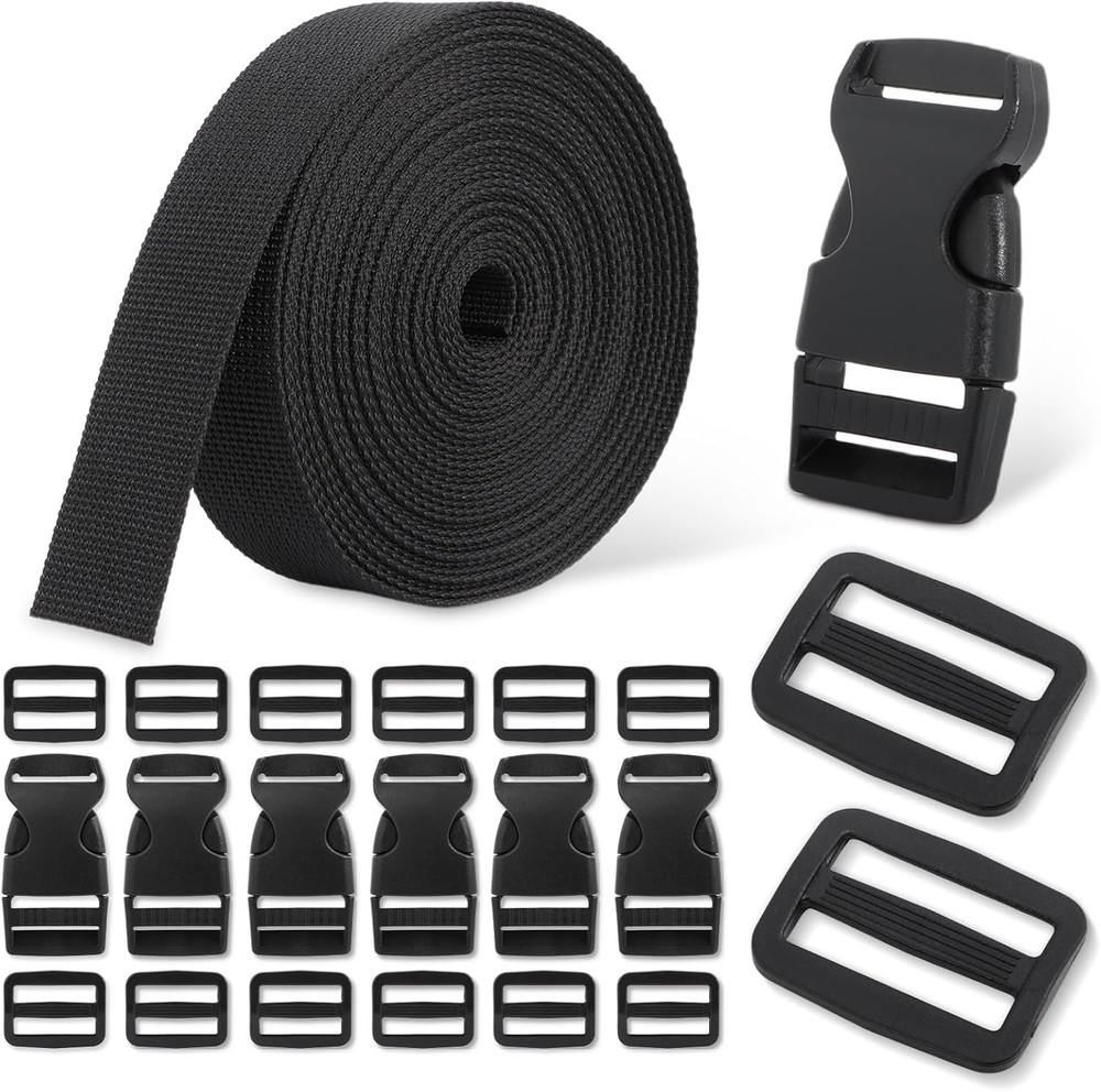 Buckle & Strap Kit - 6 Yards 1 Inch Wide Polyester Webbing Stronger Than...