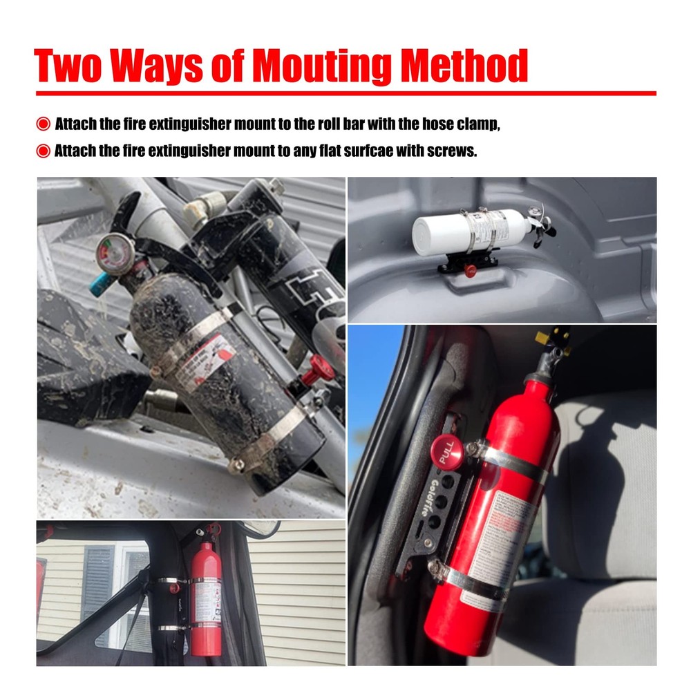Universal Vehicle Adjustable Quick Release Roll Bar Fire Extinguisher Mount H...