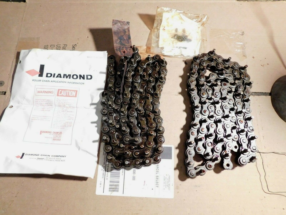 Matched Pair (2) Diamond Roller Chain Machine & Conveyer Gearing Drive Chain