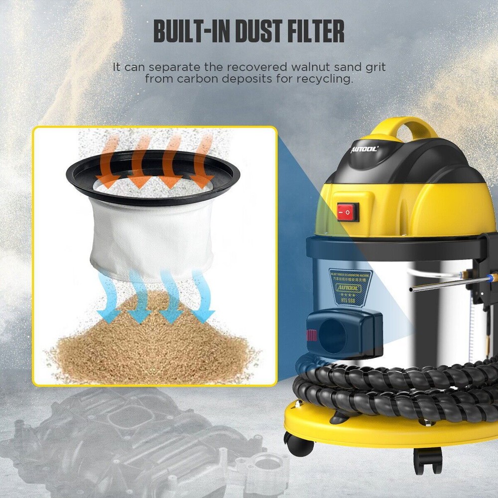 Walnut Sand Blaster DE-Carbon Cleaner Engine Intake Pipe Valve Clean Machine US