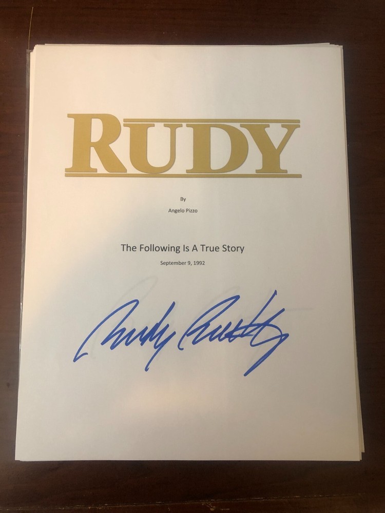 RUDY RUETTIGER SIGNED "RUDY" MOVIE SCRIPT COVER