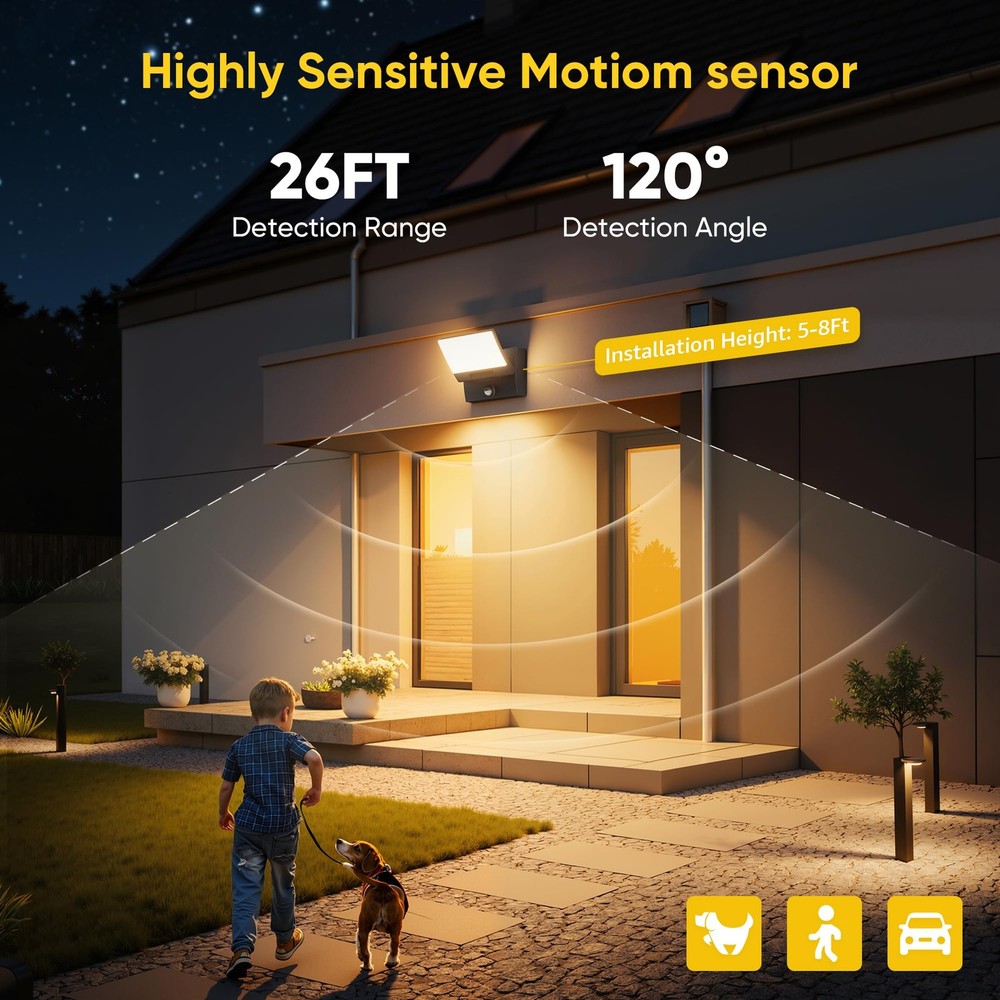 Motion Sensor LED Outdoor Wall Light 2-Pack, Rotatable Adjustable Wall Sconce...