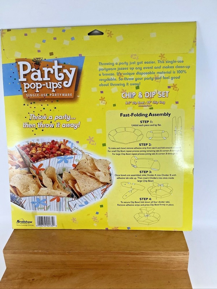 NEW PARTY POP-UPS Party Ware Single Use Disposable Chip & Dip Set