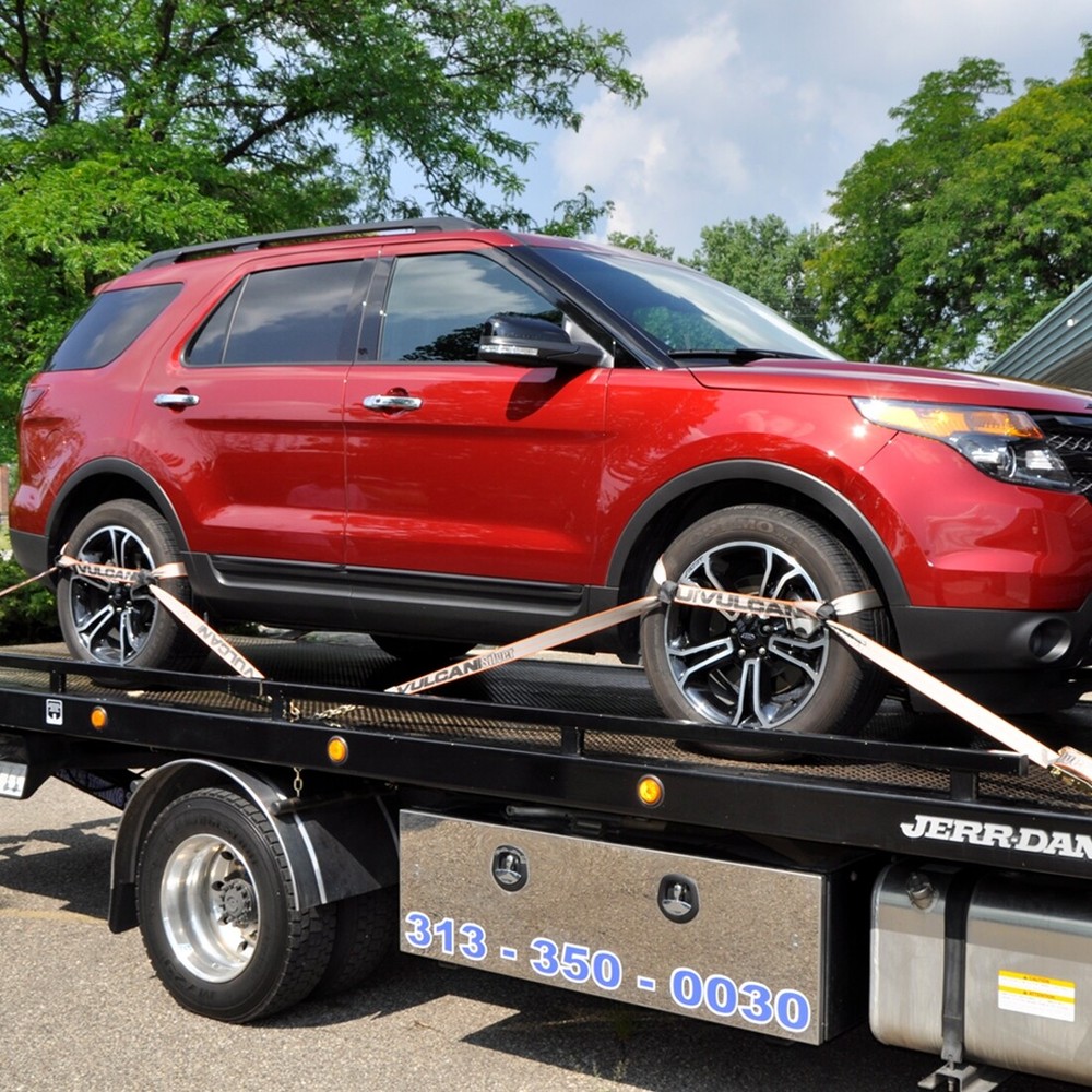 VULCAN 8-Point Roll Back Car Tie Down Kit - Snap Hooks, 4 Pack - Silver Series