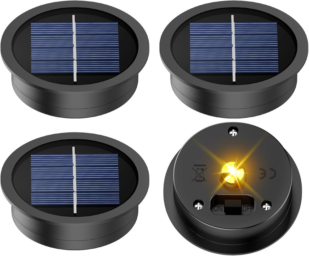 4 Pack Solar Light Replacement Top, 2.76 Inch Waterproof Solar Lantern Light Par
